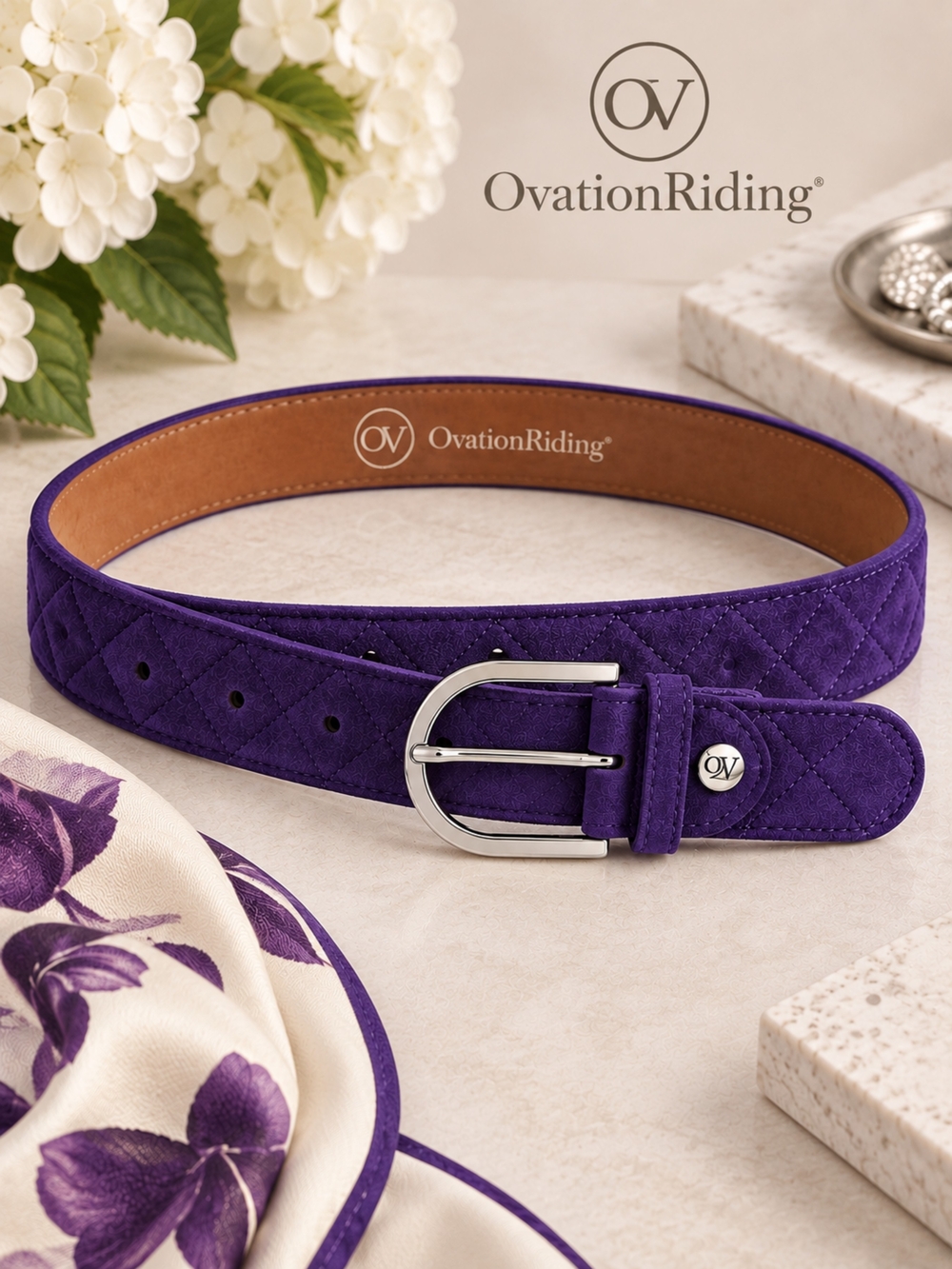 EUC OvationRiding Faux Suede Wide Purple Belt, Small